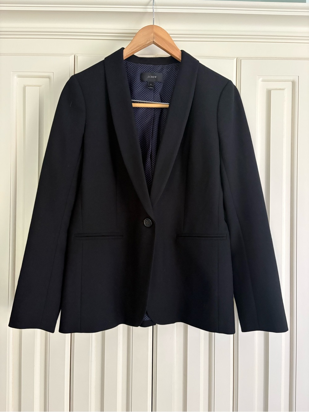 J. Crew Black Parke Wool Blend One Button Blazer Jacket Size 8 Business Preppy